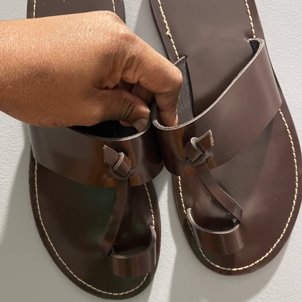 Custom Hand Made stylish slippers Brown Sz 44 - Picture 8 of 10